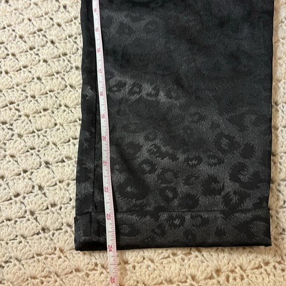 Francescas Animal Print Belted Dress Pants Elastic Waist Black - Picture 7 of 9